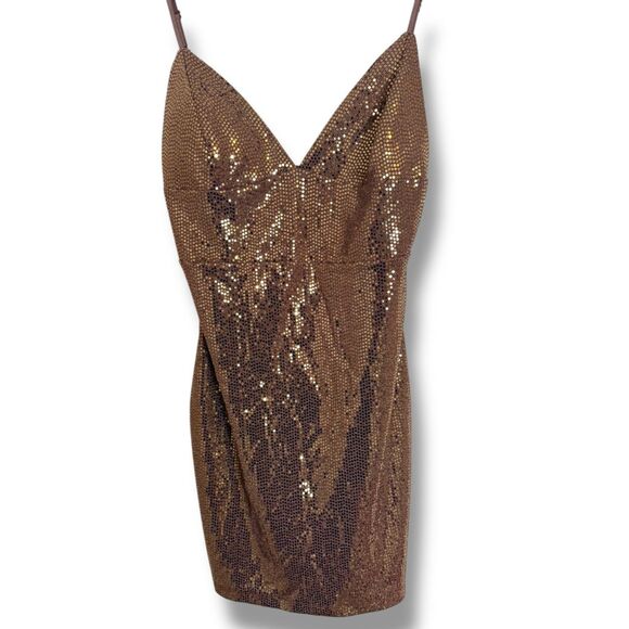Lulus Purple Gold Sequin Bodycon Mini Party Dress NWT Women’s Size M Homecoming - Picture 1 of 6